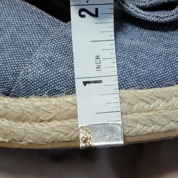 Franco Sarto Camino Blue Denim Espadrille Wedge Sandal Size 8.5 Bow Womens - Picture 10 of 10